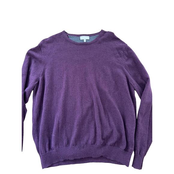 Hickey Freeman cotton cashmere crewneck sweater eggplant L - Picture 4 of 6